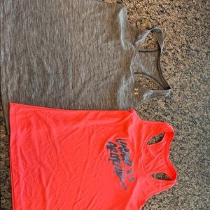 Under Armour Gray and Coral Tank Tops